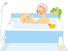 赤ちゃんとママで蓬風呂